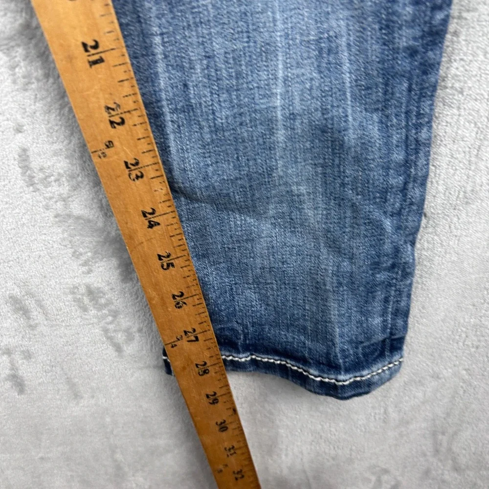 Miss Me Mid Rise Skinny Jeans Blue Denim Embellished Pocket MP8856S Size 29